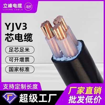 国标电线YJV3芯铜芯电缆4 6 10 16 25 35平方工业家用 低压电缆线