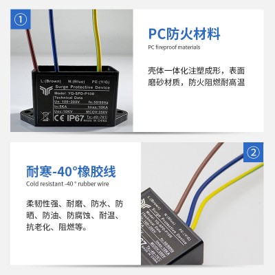 户外LEDSPD电源浪涌保护器 道路照明投光灯隧道10KV 并联防雷器图2