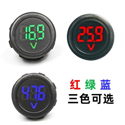 防水圆形直流电压表4~100v数字数显电压表锂电铅酸通用螺母式安装图4