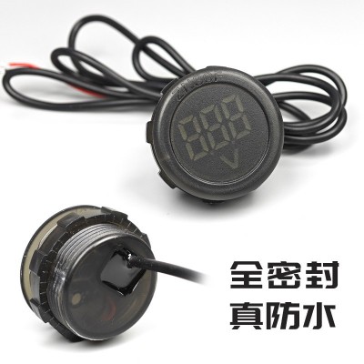 防水圆形直流电压表4~100v数字数显电压表锂电铅酸通用螺母式安装图3