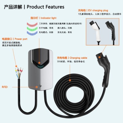 32A快充国标新能源电动汽车充电桩站7KW家用壁挂式交流充电桩厂家图4