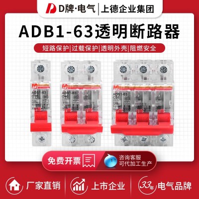 透明空气开关DZ47-1P家用小型微型断路器电源保护器配电箱2P3P 63A