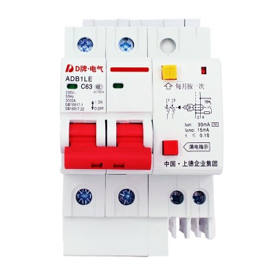 D牌漏电保护器家用空气开关断路器1P2P4P三相漏电DZ47 LE-63/3P+N图5
