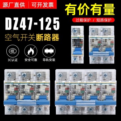 透明dz47-125 80a100a125a小型断路器空气开关1P2P3P大功率空开4P