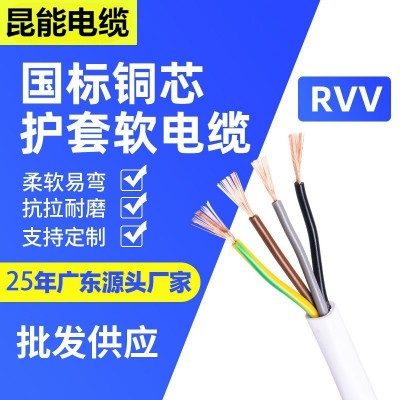 厂家供应 电线电缆RVV二芯三芯四芯五芯纯铜电缆线国标白色护套线图3