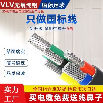 VLV铝芯电缆线2 3 4 5芯10 16 25 35 50平方YJLV铝线+1三 相四线22