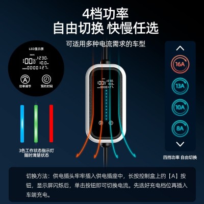 民赞新能源特斯拉充电枪比亚迪7kw充电桩免接地便携式随车充图2