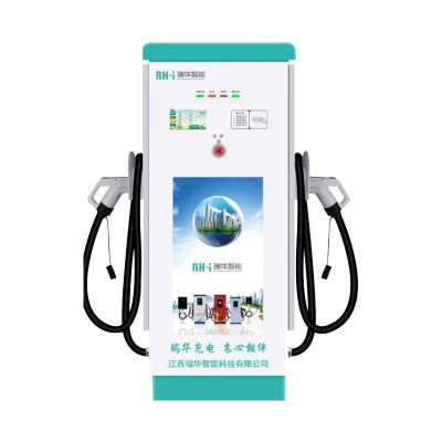 瑞华智能液晶广告屏充电桩60KW直流双枪快充刷卡扫码汽车充电桩图5