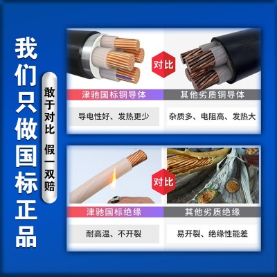 国标YJV铜电缆线2 3 4 5芯10 16 25 35平方三相铜芯铠装电缆线图4