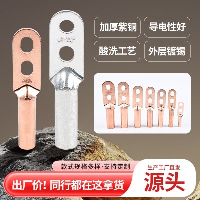 DT双孔铜接线端子DTL铜铝过渡线鼻子电线冷压铝接线器铜镀锡线耳图3