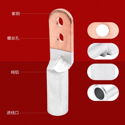 DT双孔铜接线端子DTL铜铝过渡线鼻子电线冷压铝接线器铜镀锡线耳图2
