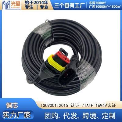 重汽汕德卡商用车视频延长线AMP泰科防水扁插车载监控连接线定制图3
