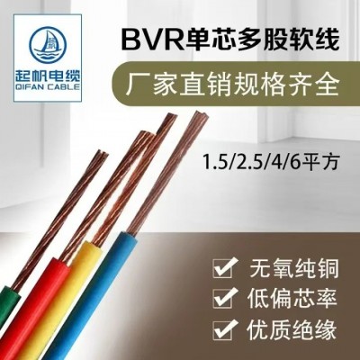 起帆（QIFAN)电线电缆 BVR 10平方铜芯多股软电线国标进户主线 红图2
