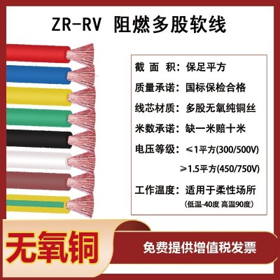 中驰国标纯铜阻燃软线RV 0.5 1.5 2.5 4 6 10 平方控制信号电子线图4