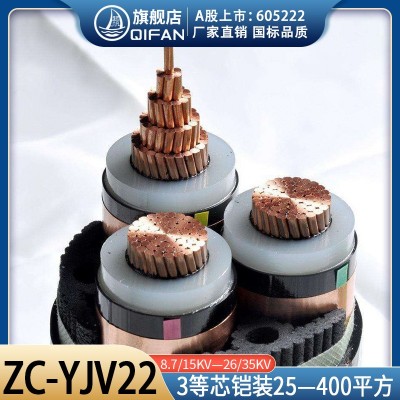 起帆3芯高压铜芯铠装电缆ZCYJV22 8.7/15KV-26/35 KV3*/70/120/300图3