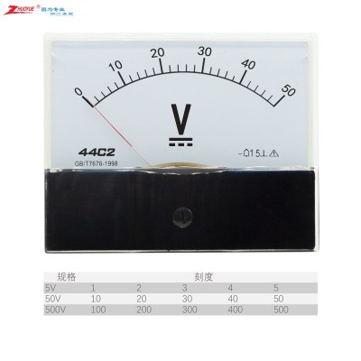 指针机械励磁直流电压表44C2-V AC 0-50V 500V 尺寸80*100mm
