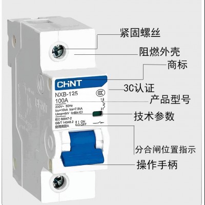 正泰NXB-125空气开关4p3p100A125A工业用63A80A 大功率小型断路器图2