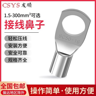 SC窥口铜线鼻 SC16-6（100只）紫铜接线端子镀锡铜鼻子铜线耳图2