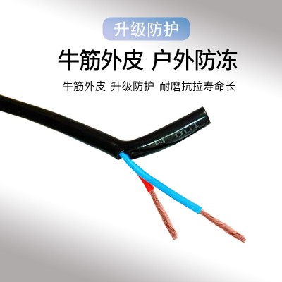 国标防冻软电缆2芯纯铜户外家用充电延长线两芯电线电缆耐寒