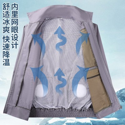 夏季防暑降温风扇衣户外空调服带风扇充电焊工工作服降温服图3