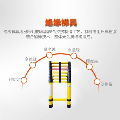谋福 CNMF 935 便携式折叠绝缘梯 玻璃钢伸缩梯 电工步梯图3