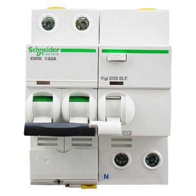 施耐德断路器ic65n空气开关带漏电保护器2P空开1P3P家用63A电闸A9