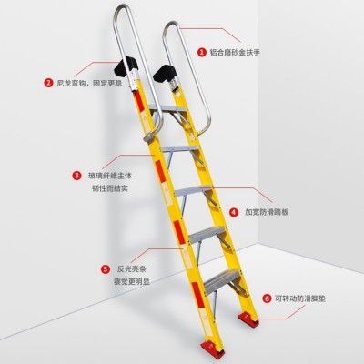 玻璃钢 绝缘落轨梯 铁路检修 电力作业 电力工程 地铁维修爬梯图3