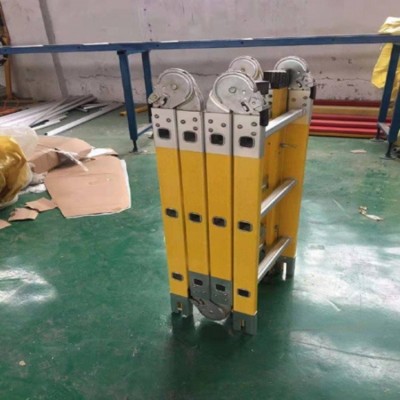 宏固电气轻型玻璃钢爬梯 电工绝缘折叠梯 6米玻璃钢升降梯图3