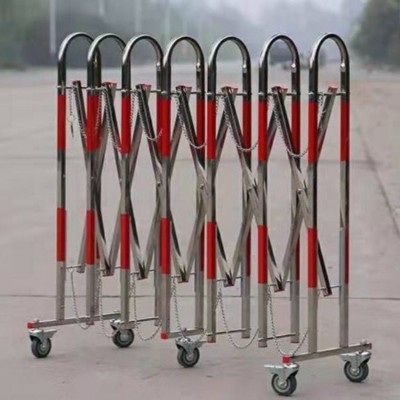 不锈钢伸缩护栏1.5米*5米可移动遮拦 拱门式围栏红白相间电力图5