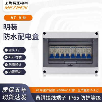 防水IP65明装断路器配电盒8回路ABS户外塑料配电箱内置铜接线端子图2