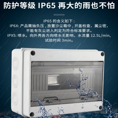 防水IP65明装断路器配电盒8回路ABS户外塑料配电箱内置铜接线端子图3