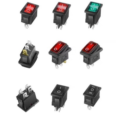 电源开关防水KCD1翘板开关4脚带蓝灯电热锅开关船型开关二脚二挡图5