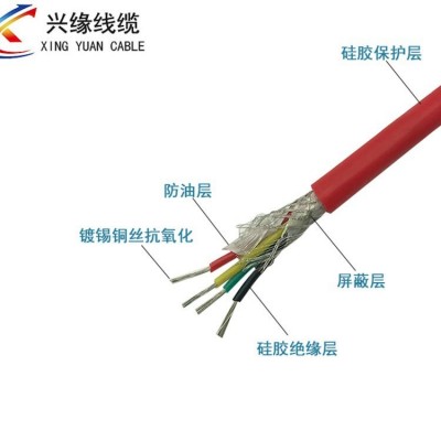 硅胶屏蔽耐高温电缆线2/3/4/6芯YGCP/YGZP镀锡多芯抗干扰信号线