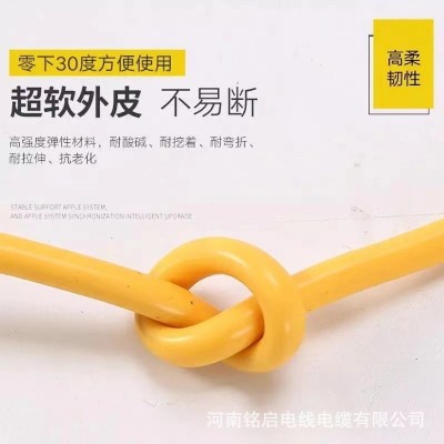 牛筋防冻软电缆2芯1.5 2.5平方纯铜户外家用充电延长线两芯黄电缆 1卷图3