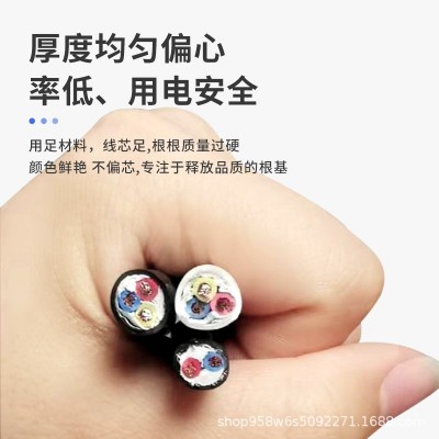 国标铜芯护套线2芯3芯4芯0.3 0.5 1 1.5 2.5平方RVV多芯软电缆线 1卷图4