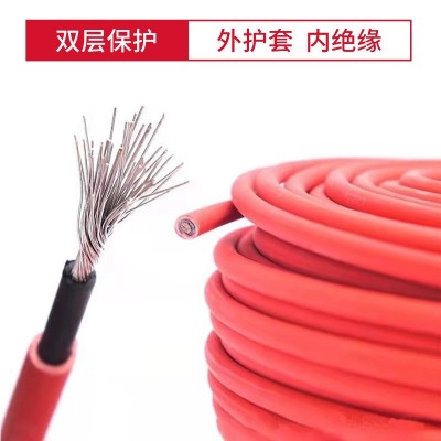 光伏直流电线电缆tuv认证太阳能直流电缆线PV1-F 4平方防火电缆 200米