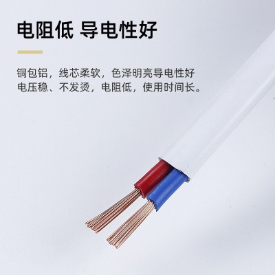 国标RVVB扁形护套线2芯1.5/2.5/4/6平方平行线户外照明阻燃电源线 1卷图4