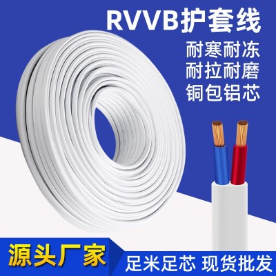 国标RVVB扁形护套线2芯1.5/2.5/4/6平方平行线户外照明阻燃电源线 1卷