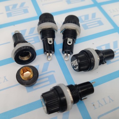 5x20保险丝座 FUSE保险座 熔断器 5*20黑色保险管座12mm扁罗图4