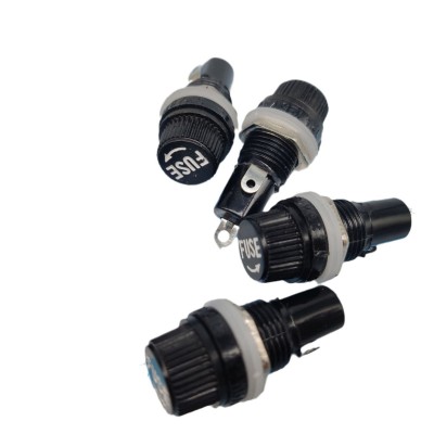 5x20保险丝座 FUSE保险座 熔断器 5*20黑色保险管座12mm扁罗图5