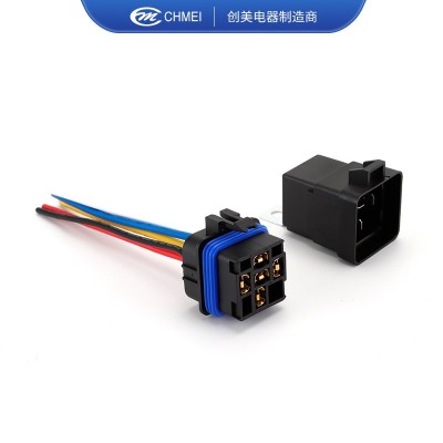 厂家供应防水一体继电器五脚密封防水继电器全铜线方形插座批发 10套