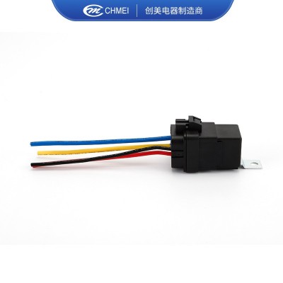 厂家供应防水一体继电器五脚密封防水继电器全铜线方形插座批发 10套图4