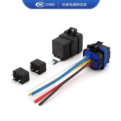 厂家供应防水一体继电器五脚密封防水继电器全铜线方形插座批发 10套图2