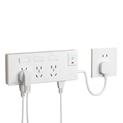 TEP国际电工转换插座一转多墙壁电源带线拓展排插三位21孔带开关 1个图5