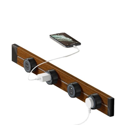 国际电工复古仿木纹轨道插座免打孔旋转断电可移动滑动轨道插座 1个图4