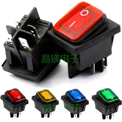 KCD4连体防水船型开 4脚2档带灯翘板开关 蒸煮炉开水桶机电源开关 100只
