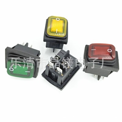 KCD4连体防水船型开 4脚2档带灯翘板开关 蒸煮炉开水桶机电源开关 100只图4