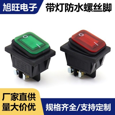 KCD4连体防水船型开关 螺丝脚翘板开关防尘4脚2档带灯开关16A250V 40个图3