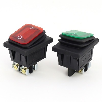 KCD4连体防水船型开关 螺丝脚翘板开关防尘4脚2档带灯开关16A250V 40个图2