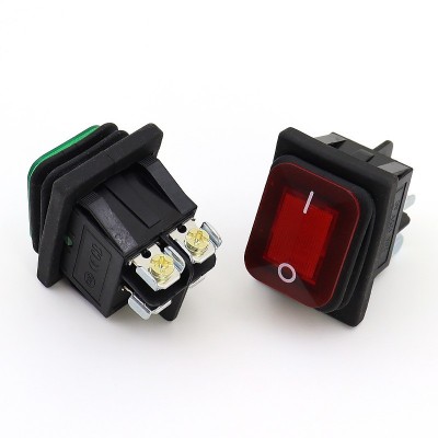 KCD4连体防水船型开关 螺丝脚翘板开关防尘4脚2档带灯开关16A250V 40个图4